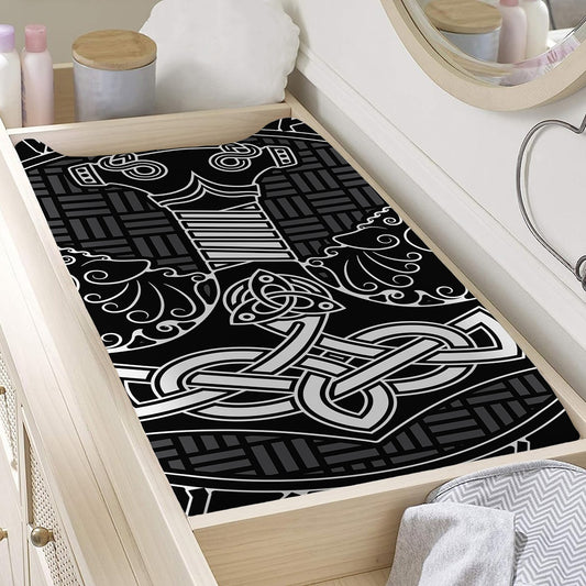 Mjolnir And Scandinavian Runes Print Changing Pad Cover