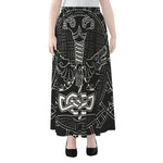 Mjolnir And Scandinavian Runes Print Chiffon Maxi Skirt