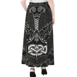 Mjolnir And Scandinavian Runes Print Chiffon Maxi Skirt