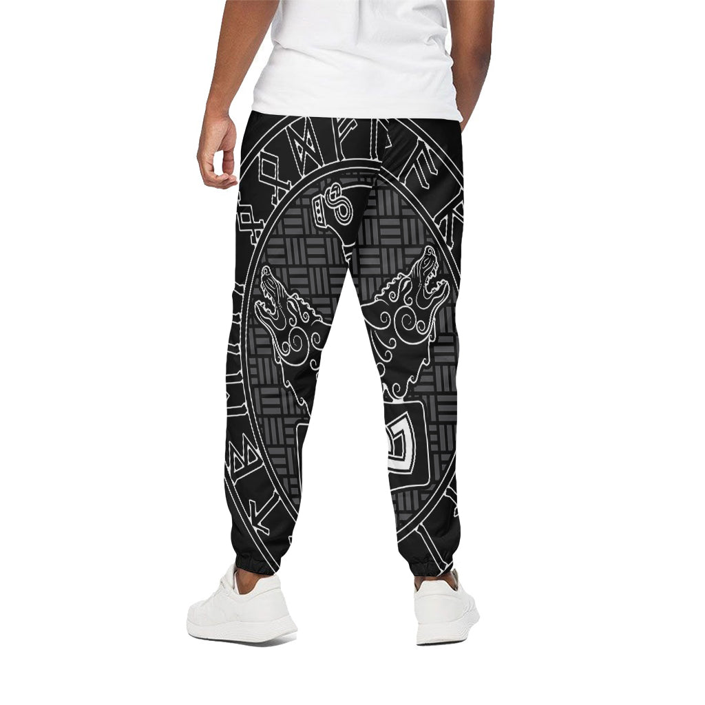 Mjolnir And Scandinavian Runes Print Cotton Pants