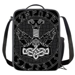 Mjolnir And Scandinavian Runes Print Crossbody Lunch Bag