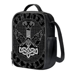 Mjolnir And Scandinavian Runes Print Crossbody Lunch Bag
