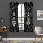 Mjolnir And Scandinavian Runes Print Curtain