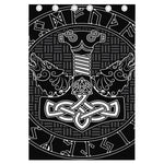 Mjolnir And Scandinavian Runes Print Curtain