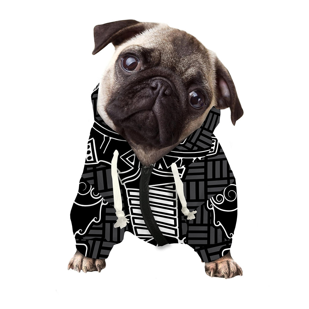 Mjolnir And Scandinavian Runes Print Dog Zip Up Hoodie