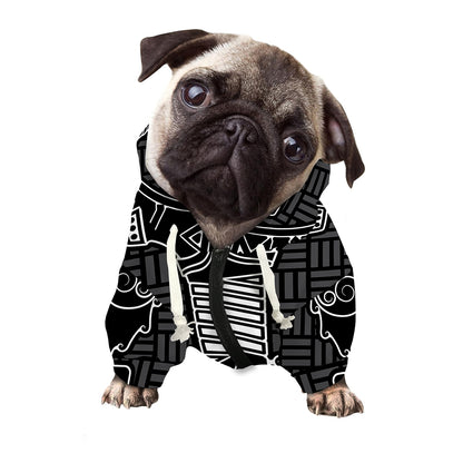 Mjolnir And Scandinavian Runes Print Dog Zip Up Hoodie