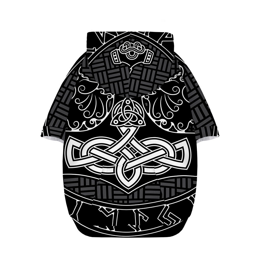 Mjolnir And Scandinavian Runes Print Dog Zip Up Hoodie