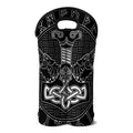 Mjolnir And Scandinavian Runes Print Double Neoprene Wine Tote