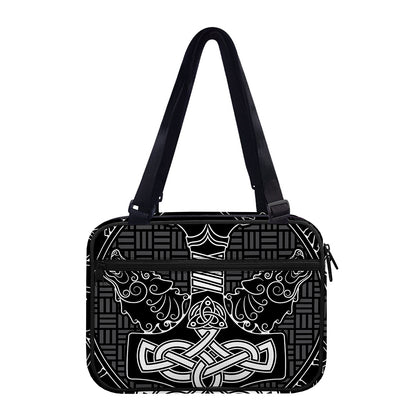 Mjolnir And Scandinavian Runes Print Double Strap Bible Bag