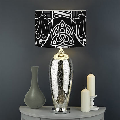 Mjolnir And Scandinavian Runes Print Drum Lamp Shade