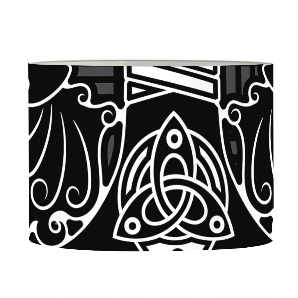 Mjolnir And Scandinavian Runes Print Drum Lamp Shade