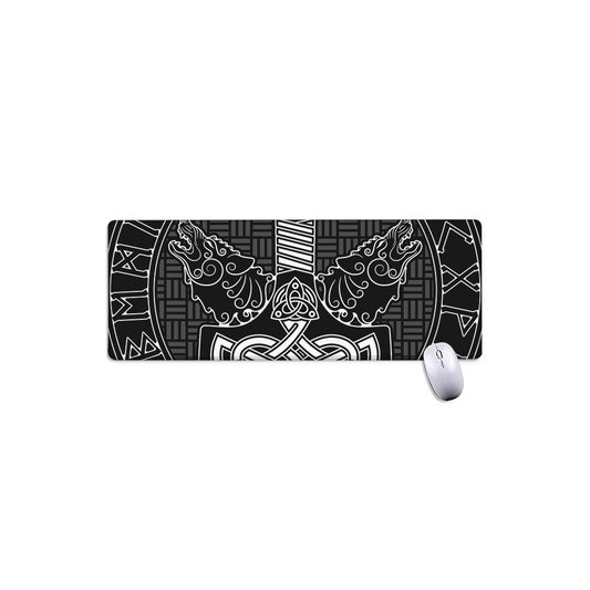 Mjolnir And Scandinavian Runes Print Extended Mouse Pad