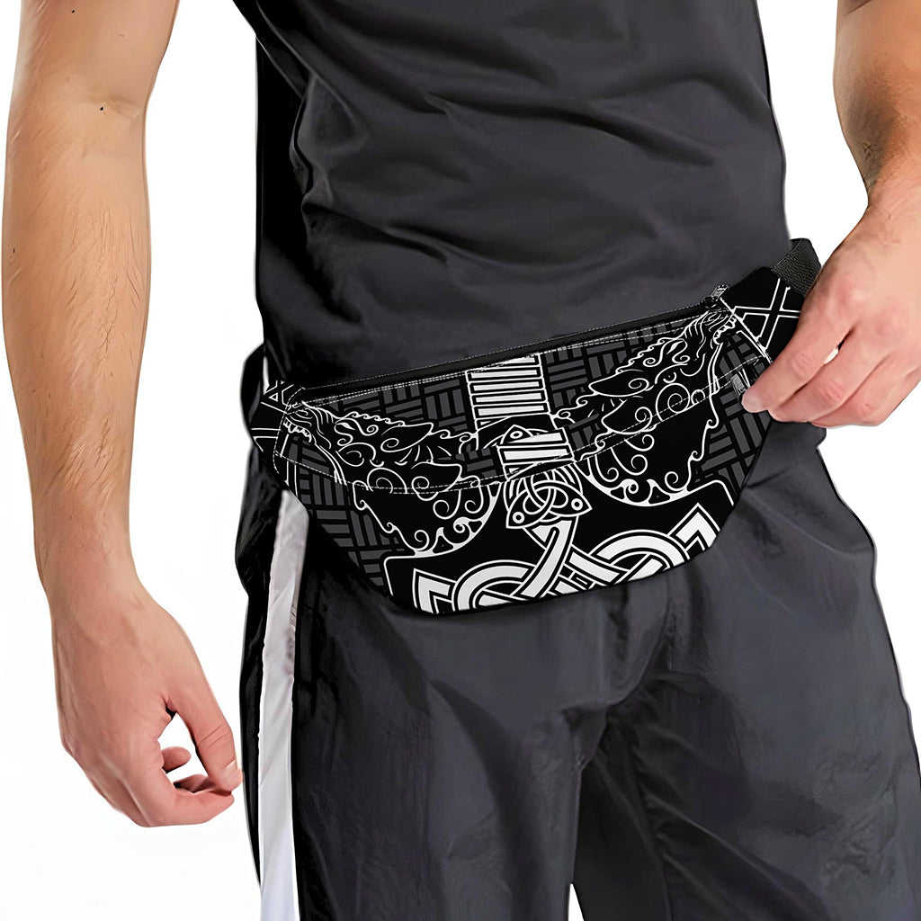 Mjolnir And Scandinavian Runes Print Fanny Pack