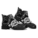 Mjolnir And Scandinavian Runes Print Flat Ankle Boots