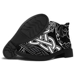 Mjolnir And Scandinavian Runes Print Flat Ankle Boots