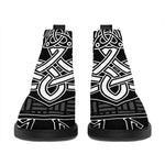 Mjolnir And Scandinavian Runes Print Flat Ankle Boots