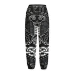 Mjolnir And Scandinavian Runes Print Fleece Lined Knit Pants