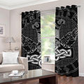 Mjolnir And Scandinavian Runes Print Grommet Curtains