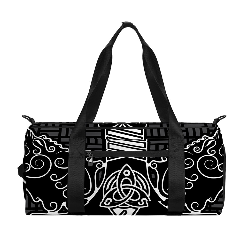 Mjolnir And Scandinavian Runes Print Gym Bag