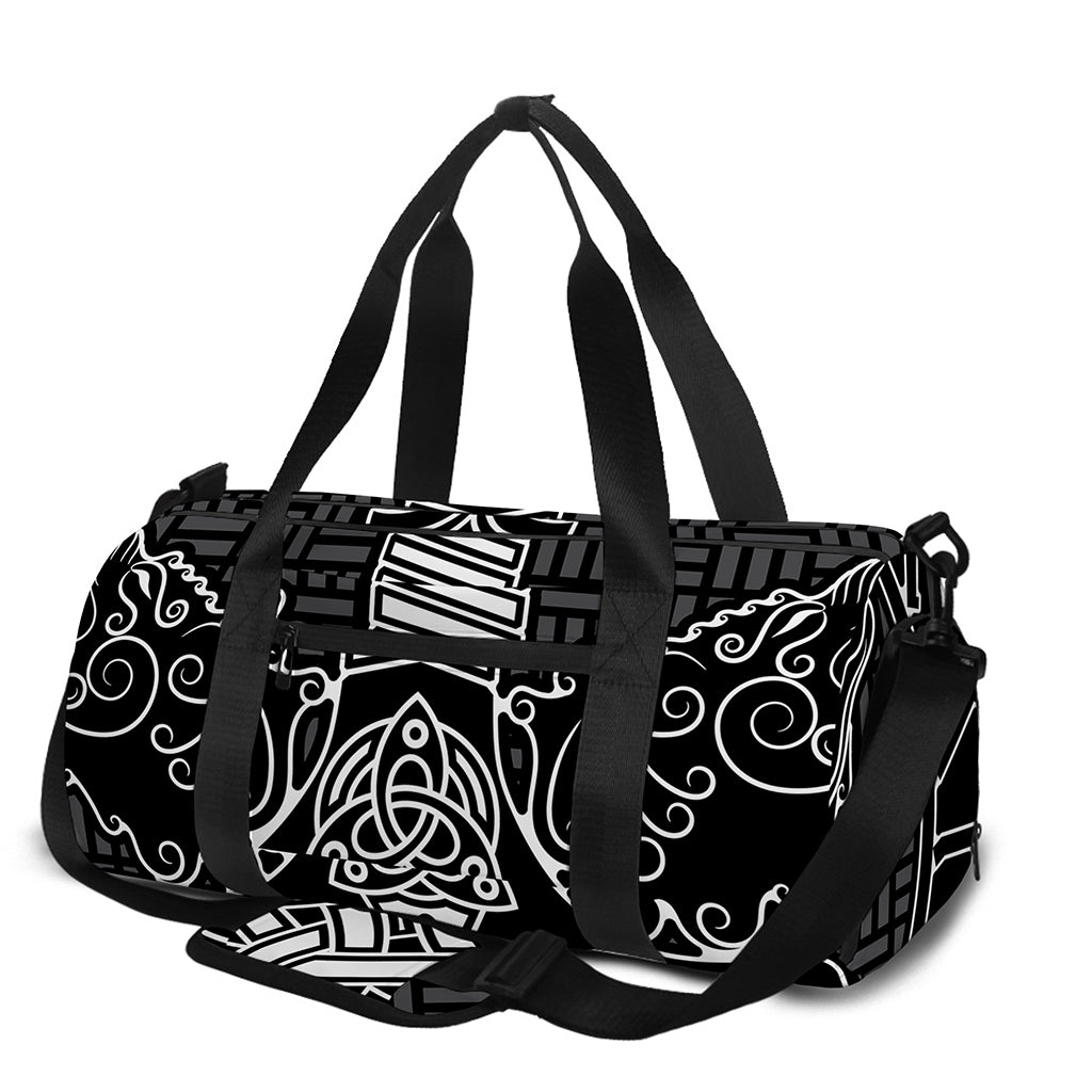 Mjolnir And Scandinavian Runes Print Gym Bag