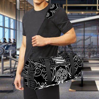 Mjolnir And Scandinavian Runes Print Gym Bag