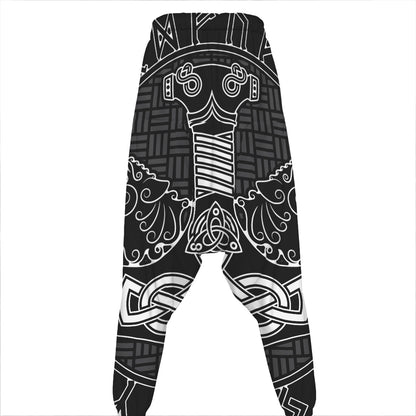 Mjolnir And Scandinavian Runes Print Hammer Pants