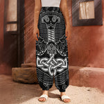 Mjolnir And Scandinavian Runes Print Harem Pants