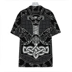 Mjolnir And Scandinavian Runes Print Hawaiian Shirt