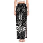 Mjolnir And Scandinavian Runes Print High Slit Maxi Skirt