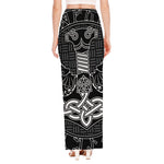 Mjolnir And Scandinavian Runes Print High Slit Maxi Skirt