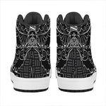 Mjolnir And Scandinavian Runes Print High Top Leather Sneakers