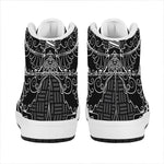 Mjolnir And Scandinavian Runes Print High Top Leather Sneakers