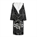Mjolnir And Scandinavian Runes Print Hooded Bathrobe