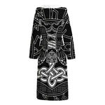 Mjolnir And Scandinavian Runes Print Hooded Bathrobe