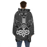 Mjolnir And Scandinavian Runes Print Hoodie Blanket