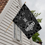 Mjolnir And Scandinavian Runes Print House Flag