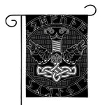 Mjolnir And Scandinavian Runes Print House Flag