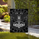 Mjolnir And Scandinavian Runes Print House Flag