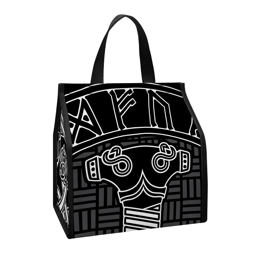 Mjolnir And Scandinavian Runes Print Insulated Lunch Tote