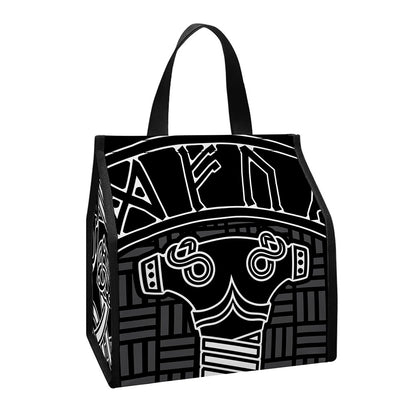 Mjolnir And Scandinavian Runes Print Insulated Lunch Tote