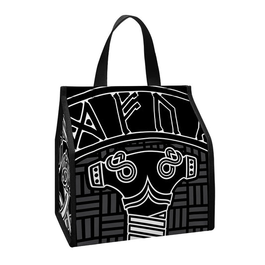 Mjolnir And Scandinavian Runes Print Insulated Lunch Tote