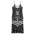 Mjolnir And Scandinavian Runes Print Jersey Midi Cami Dress