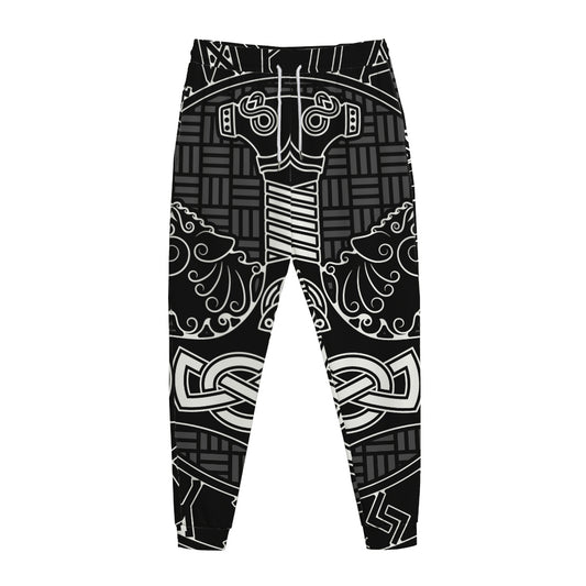 Mjolnir And Scandinavian Runes Print Jogger Pants