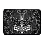 Mjolnir And Scandinavian Runes Print Kitchen Mat