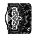 Mjolnir And Scandinavian Runes Print Leather Bible Cover