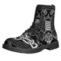 Mjolnir And Scandinavian Runes Print Lace-Up Boots