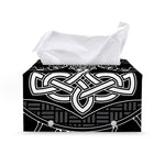 Mjolnir And Scandinavian Runes Print Leather Tissue Box Cover