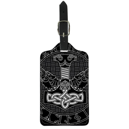 Mjolnir And Scandinavian Runes Print Luggage Tag