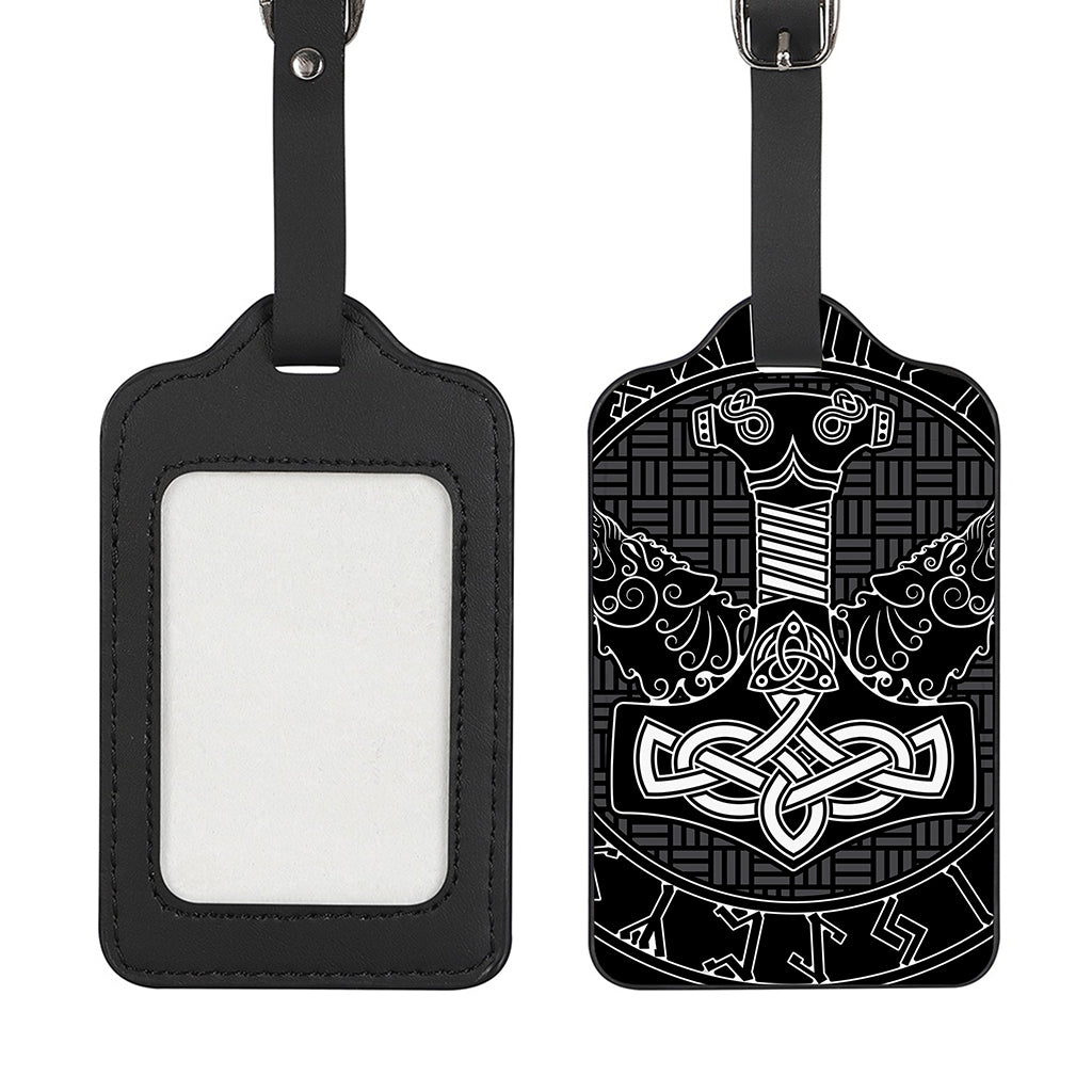 Mjolnir And Scandinavian Runes Print Luggage Tag