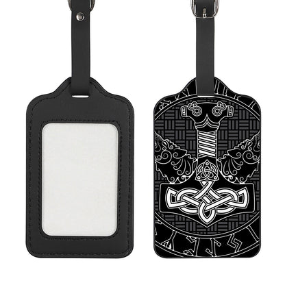 Mjolnir And Scandinavian Runes Print Luggage Tag